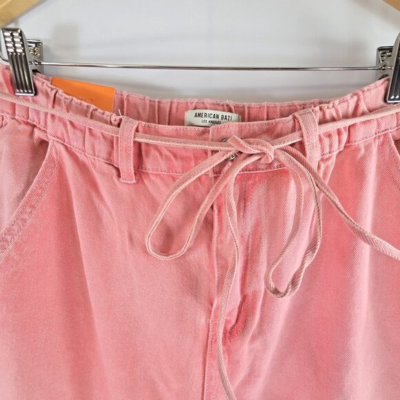 American Bazi Pink Barrel Pants L High-Rise Relaxed Fit Color-Washed NWT - Picture 2 of 11